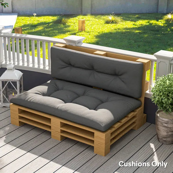 Outsunny 2 Seater Pallet Cushions Outdoor 3.9" Thick Replacement Cushions - Tufted Design for Garden, Patio, Dark Gray - product image 2