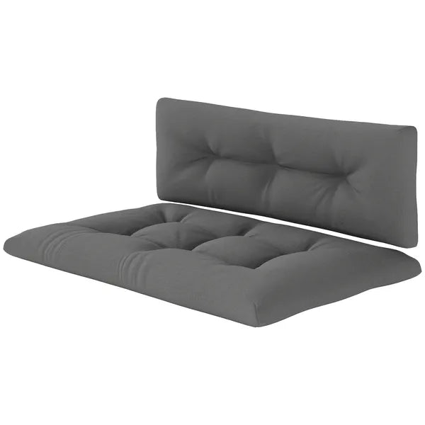 Outsunny 2 Seater Pallet Cushions Outdoor 3.9" Thick Replacement Cushions - Tufted Design for Garden, Patio, Dark Gray - product image 1