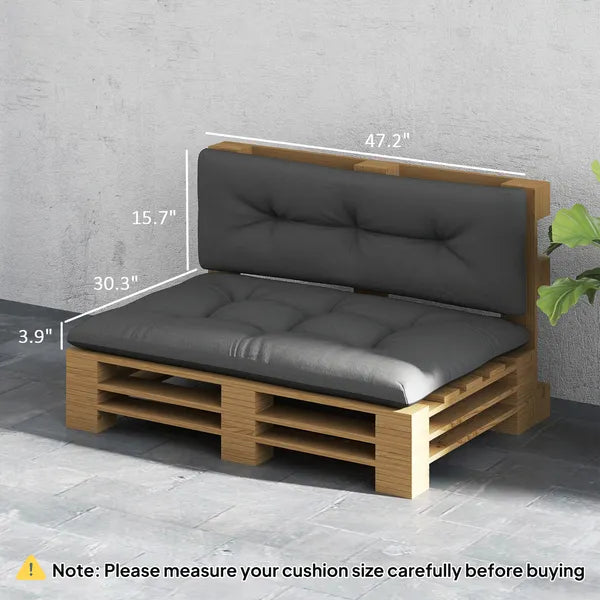 Outsunny 2 Seater Pallet Cushions Outdoor 3.9" Thick Replacement Cushions - Tufted Design for Garden, Patio, Dark Gray - product image 3