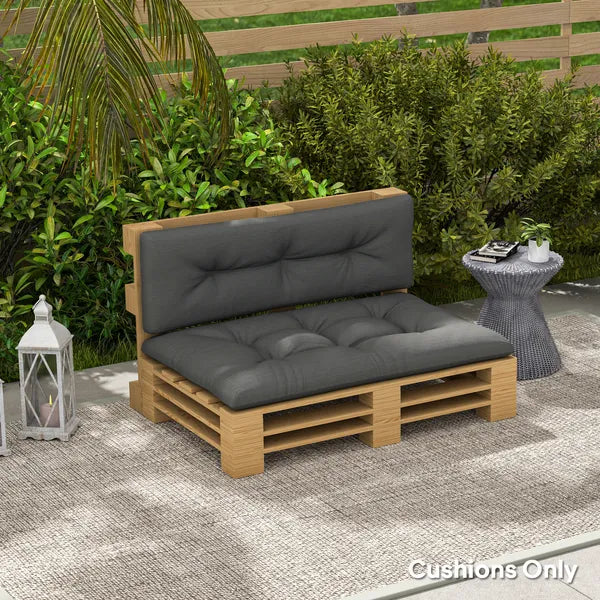Outsunny 2 Seater Pallet Cushions Outdoor 3.9" Thick Replacement Cushions - Tufted Design for Garden, Patio, Dark Gray - product image 10