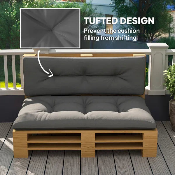 Outsunny 2 Seater Pallet Cushions Outdoor 3.9" Thick Replacement Cushions - Tufted Design for Garden, Patio, Dark Gray - product image 6