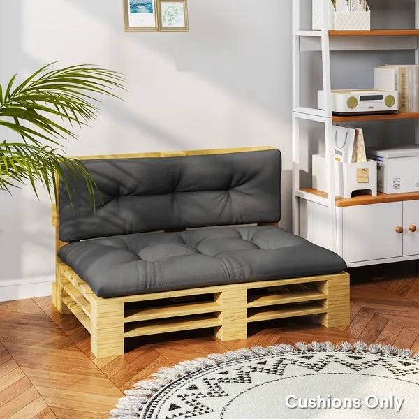 Outsunny 2 Seater Pallet Cushions Outdoor 3.9" Thick Replacement Cushions - Tufted Design for Garden, Patio, Dark Gray - product image 8