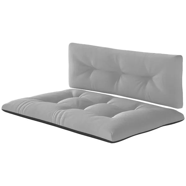 Outsunny 2 Seater Pallet Cushions Outdoor 3.9" Thick Replacement Cushions - Tufted Design for Garden, Patio, Light Gray - product image 1