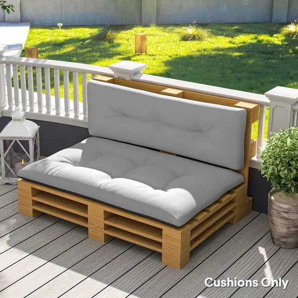 Outsunny 2 Seater Pallet Cushions Outdoor 3.9" Thick Replacement Cushions - Tufted Design for Garden, Patio, Light Gray - product image 2