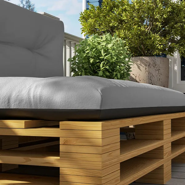 Outsunny 2 Seater Pallet Cushions Outdoor 3.9" Thick Replacement Cushions - Tufted Design for Garden, Patio, Light Gray - product image 9