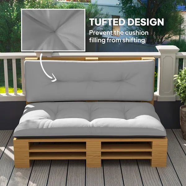 Outsunny 2 Seater Pallet Cushions Outdoor 3.9" Thick Replacement Cushions - Tufted Design for Garden, Patio, Light Gray - product image 6