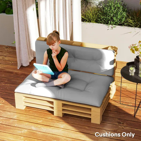 Outsunny 2 Seater Pallet Cushions Outdoor 3.9" Thick Replacement Cushions - Tufted Design for Garden, Patio, Light Gray - product image 7