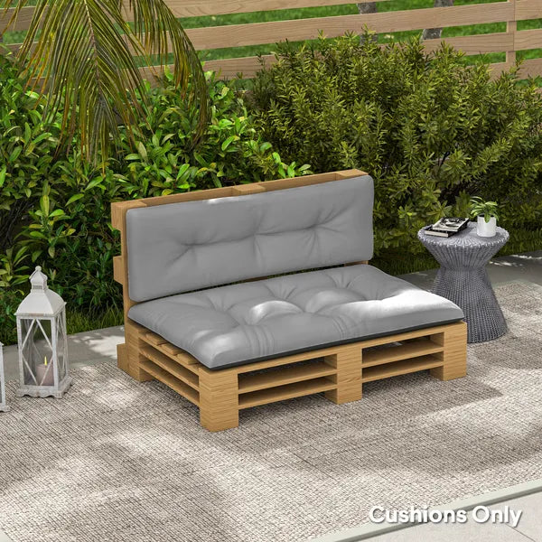 Outsunny 2 Seater Pallet Cushions Outdoor 3.9" Thick Replacement Cushions - Tufted Design for Garden, Patio, Light Gray - product image 10