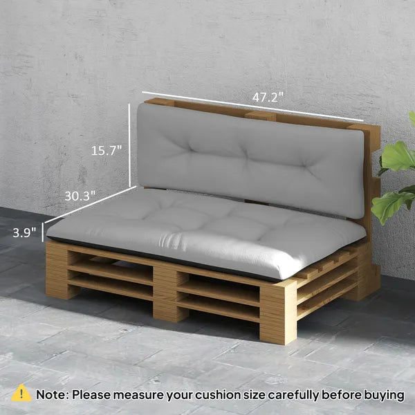 Outsunny 2 Seater Pallet Cushions Outdoor 3.9" Thick Replacement Cushions - Tufted Design for Garden, Patio, Light Gray - product image 3