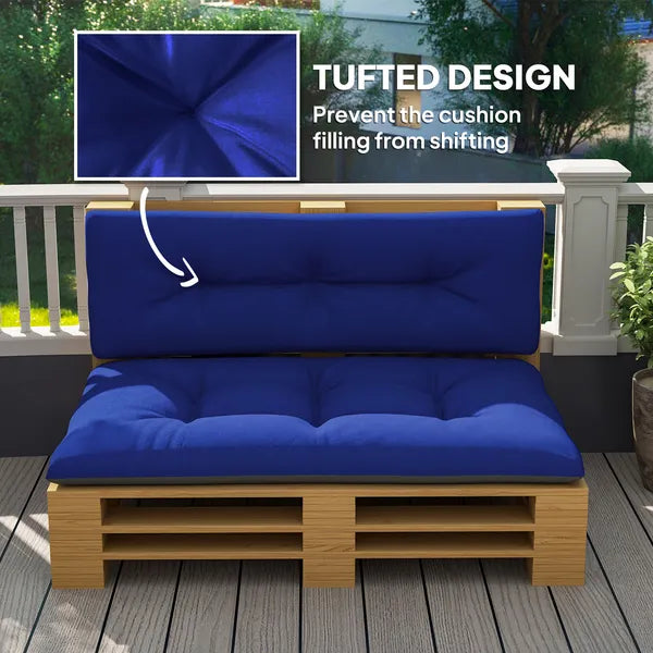 Outsunny 2 Seater Pallet Cushions Outdoor 3.9 Inch Thick Replacement Cushions - Tufted Design for Garden, Patio, Navy Blue - product image 6