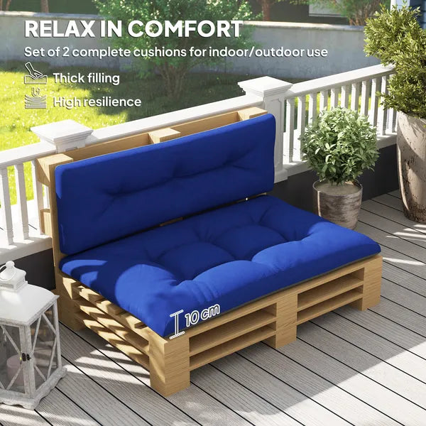Outsunny 2 Seater Pallet Cushions Outdoor 3.9 Inch Thick Replacement Cushions - Tufted Design for Garden, Patio, Navy Blue - product image 4