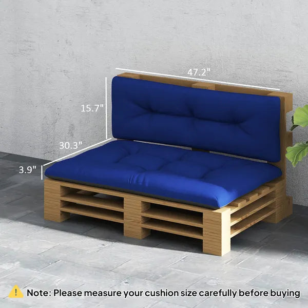 Outsunny 2 Seater Pallet Cushions Outdoor 3.9 Inch Thick Replacement Cushions - Tufted Design for Garden, Patio, Navy Blue - product image 3