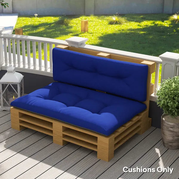 Outsunny 2 Seater Pallet Cushions Outdoor 3.9 Inch Thick Replacement Cushions - Tufted Design for Garden, Patio, Navy Blue - product image 2