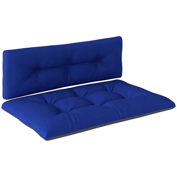 Outsunny 2 Seater Pallet Cushions Outdoor 3.9 Inch Thick Replacement Cushions - Tufted Design for Garden, Patio, Navy Blue - product image 1