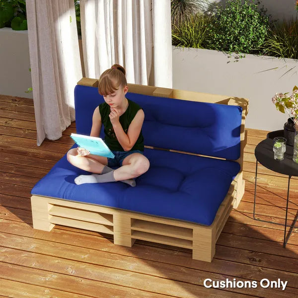Outsunny 2 Seater Pallet Cushions Outdoor 3.9 Inch Thick Replacement Cushions - Tufted Design for Garden, Patio, Navy Blue - product image 7