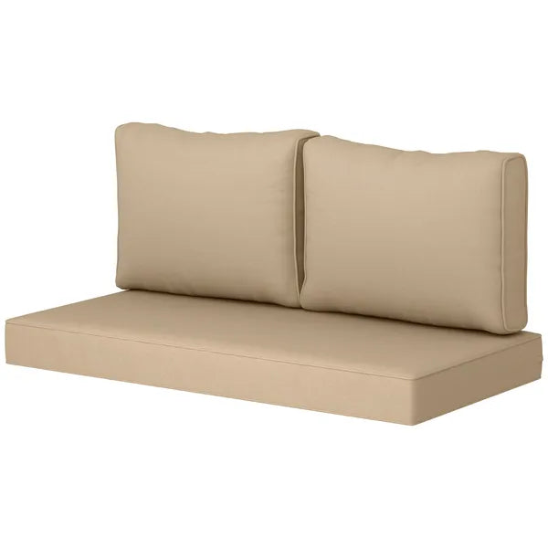 3 Piece Outdoor Loveseat Cushion Set with Removable Covers, Beige - product image 1