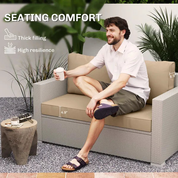 3 Piece Outdoor Loveseat Cushion Set with Removable Covers, Beige - product image 4