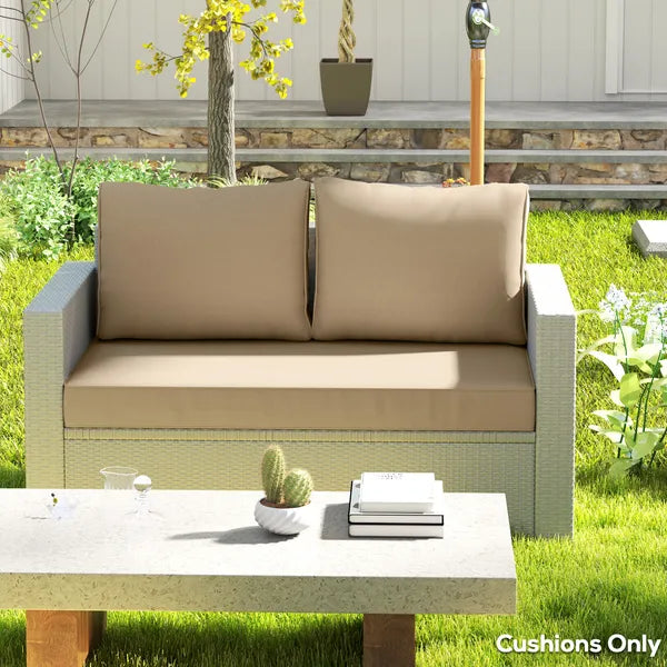 3 Piece Outdoor Loveseat Cushion Set with Removable Covers, Beige - product image 2
