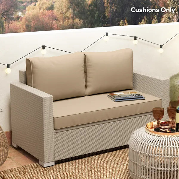 3 Piece Outdoor Loveseat Cushion Set with Removable Covers, Beige - product image 8