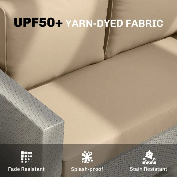 3 Piece Outdoor Loveseat Cushion Set with Removable Covers, Beige - product image 5