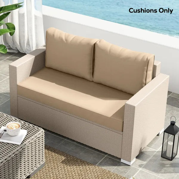 3 Piece Outdoor Loveseat Cushion Set with Removable Covers, Beige - product image 7