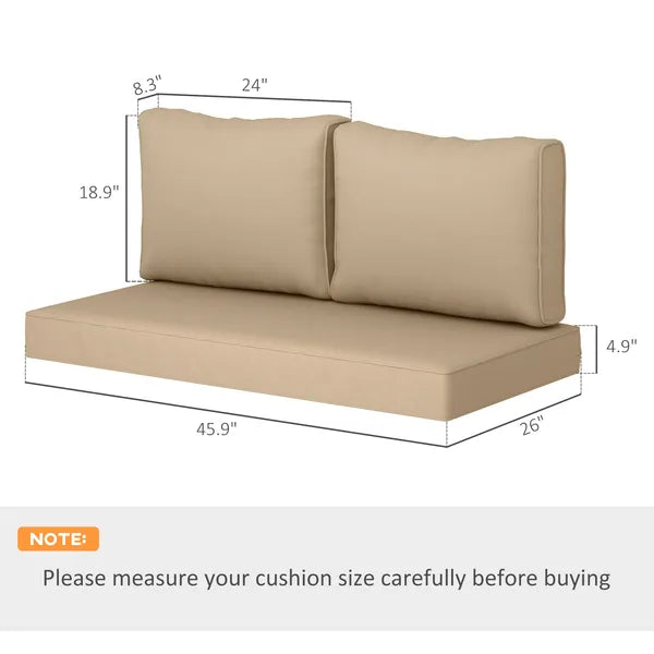 3 Piece Outdoor Loveseat Cushion Set with Removable Covers, Beige - product image 3