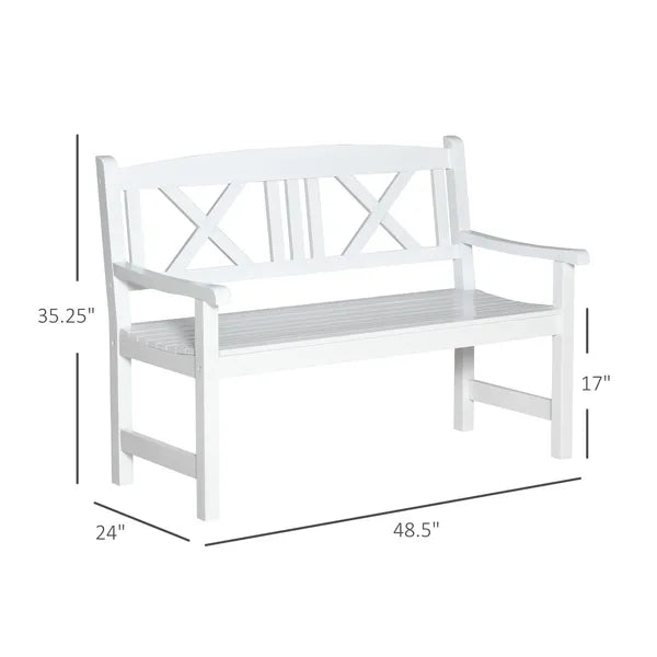 Outsunny 2-Seater Wooden Garden Bench, 4FT Outdoor Patio Loveseat with Unique X-Shape Back for Yard, Lawn, Porch, White - product image 3