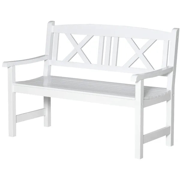 Outsunny 2-Seater Wooden Garden Bench, 4FT Outdoor Patio Loveseat with Unique X-Shape Back for Yard, Lawn, Porch, White - product image 11