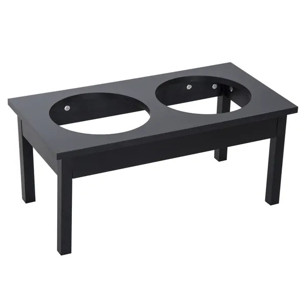PawHut 2 Stainless Steel Pet Bowls, 23"L Durable Wooden Heavy Duty Dog Feeding Station - Black - product image 9