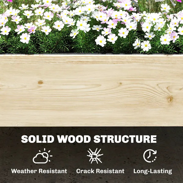 Outsunny 2-Tier Raised Garden Bed with Trellis, Elevated Planter Box for Climbing Plants, Natural - product image 8
