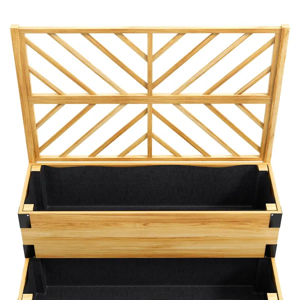 Outsunny 2 Tier Raised Garden Bed with Trellis, Wooden Elevated Planter Box with Legs and Metal Corners, for Vegetables, Flowers, Herbs, Natural - product image 9