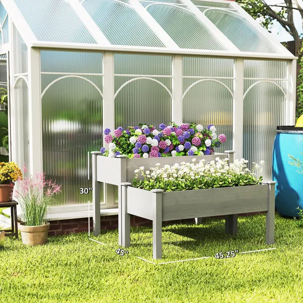 Outsunny 2 Tier Raised Garden Bed, Wooden Elevated Planter Box with Legs, Outdoor Plant Bed for Flowers Vegetables Herbs Gray - product image 3
