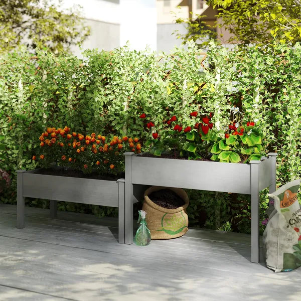 Outsunny 2 Tier Raised Garden Bed, Wooden Elevated Planter Box with Legs, Outdoor Plant Bed for Flowers Vegetables Herbs Gray - product image 10