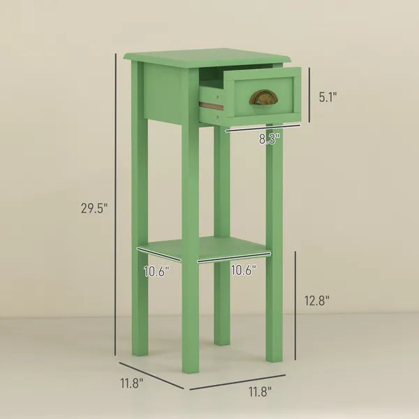 HOMCOM 2-Tier Side Table with Drawer and Shelf, End Table for Living Room and Hallway, Green - product image 3