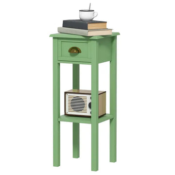HOMCOM 2-Tier Side Table with Drawer and Shelf, End Table for Living Room and Hallway, Green - product image 1