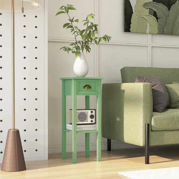HOMCOM 2-Tier Side Table with Drawer and Shelf, End Table for Living Room and Hallway, Green - product image 10