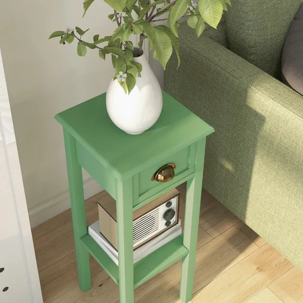 HOMCOM 2-Tier Side Table with Drawer and Shelf, End Table for Living Room and Hallway, Green - product image 7