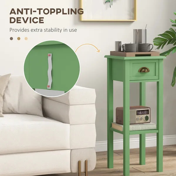 HOMCOM 2-Tier Side Table with Drawer and Shelf, End Table for Living Room and Hallway, Green - product image 6