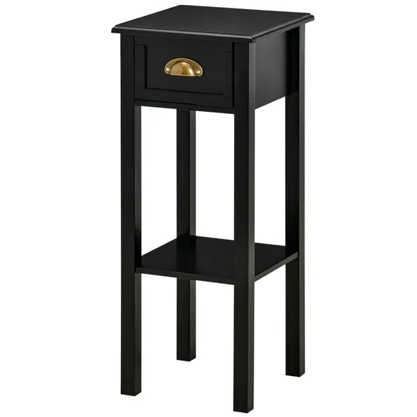 HOMCOM 2-Tier Side Table with Drawer, Narrow End Table for Space Saving, Slim Nightstand with Shelf Metal Knob for Living Room Hallway, Black - product image 10