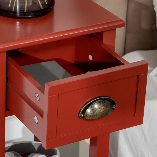 HOMCOM 2-Tier Side Table with Drawer Narrow End Table Red for Living Room Bedroom - product image 8