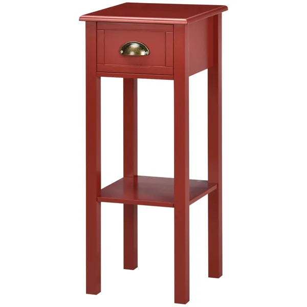 HOMCOM 2-Tier Side Table with Drawer Narrow End Table Red for Living Room Bedroom - product image 11