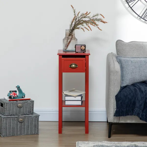 HOMCOM 2-Tier Side Table with Drawer Narrow End Table Red for Living Room Bedroom - product image 10