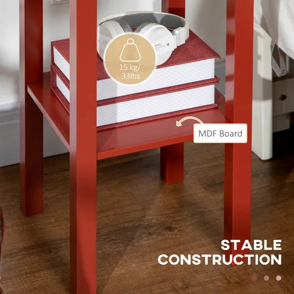 HOMCOM 2-Tier Side Table with Drawer Narrow End Table Red for Living Room Bedroom - product image 4