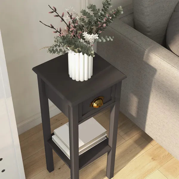 HOMCOM 2-Tier Side Table with Drawer Shelf, End Table for Living Room Hallway, Coffee - product image 7
