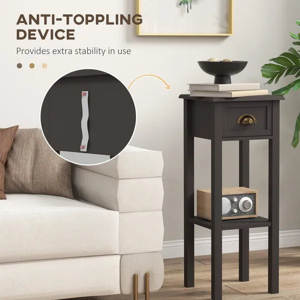 HOMCOM 2-Tier Side Table with Drawer Shelf, End Table for Living Room Hallway, Coffee - product image 6