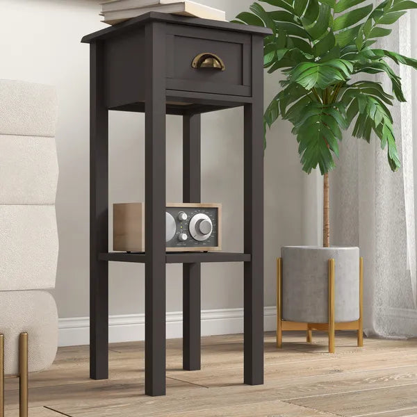 HOMCOM 2-Tier Side Table with Drawer Shelf, End Table for Living Room Hallway, Coffee - product image 8