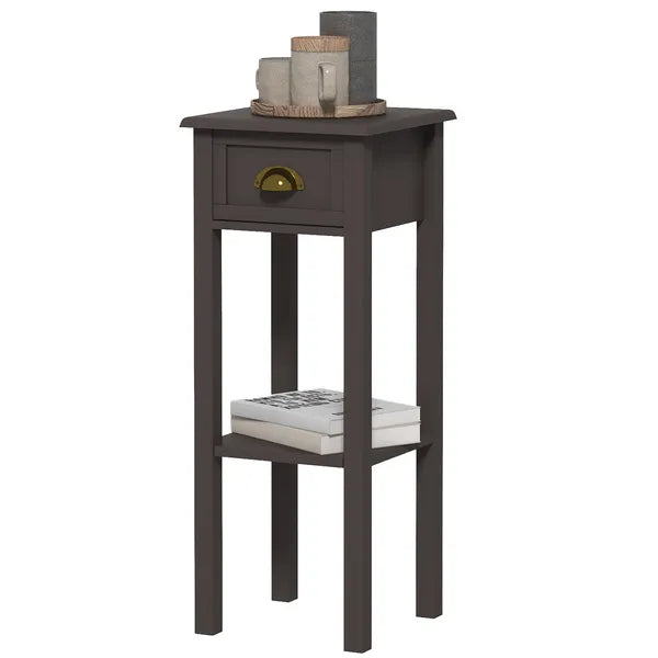 HOMCOM 2-Tier Side Table with Drawer Shelf, End Table for Living Room Hallway, Coffee - product image 1