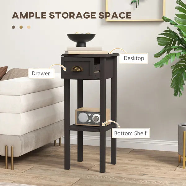 HOMCOM 2-Tier Side Table with Drawer Shelf, End Table for Living Room Hallway, Coffee - product image 4