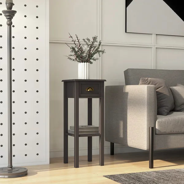 HOMCOM 2-Tier Side Table with Drawer Shelf, End Table for Living Room Hallway, Coffee - product image 10