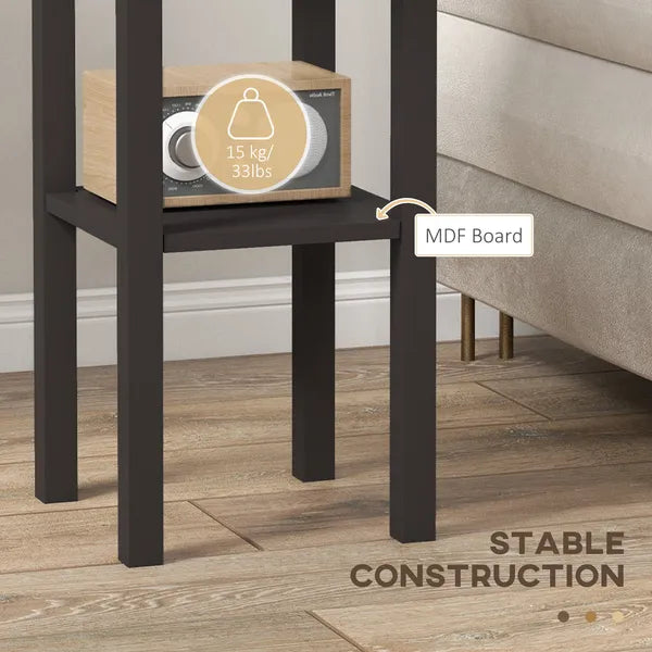 HOMCOM 2-Tier Side Table with Drawer Shelf, End Table for Living Room Hallway, Coffee - product image 5
